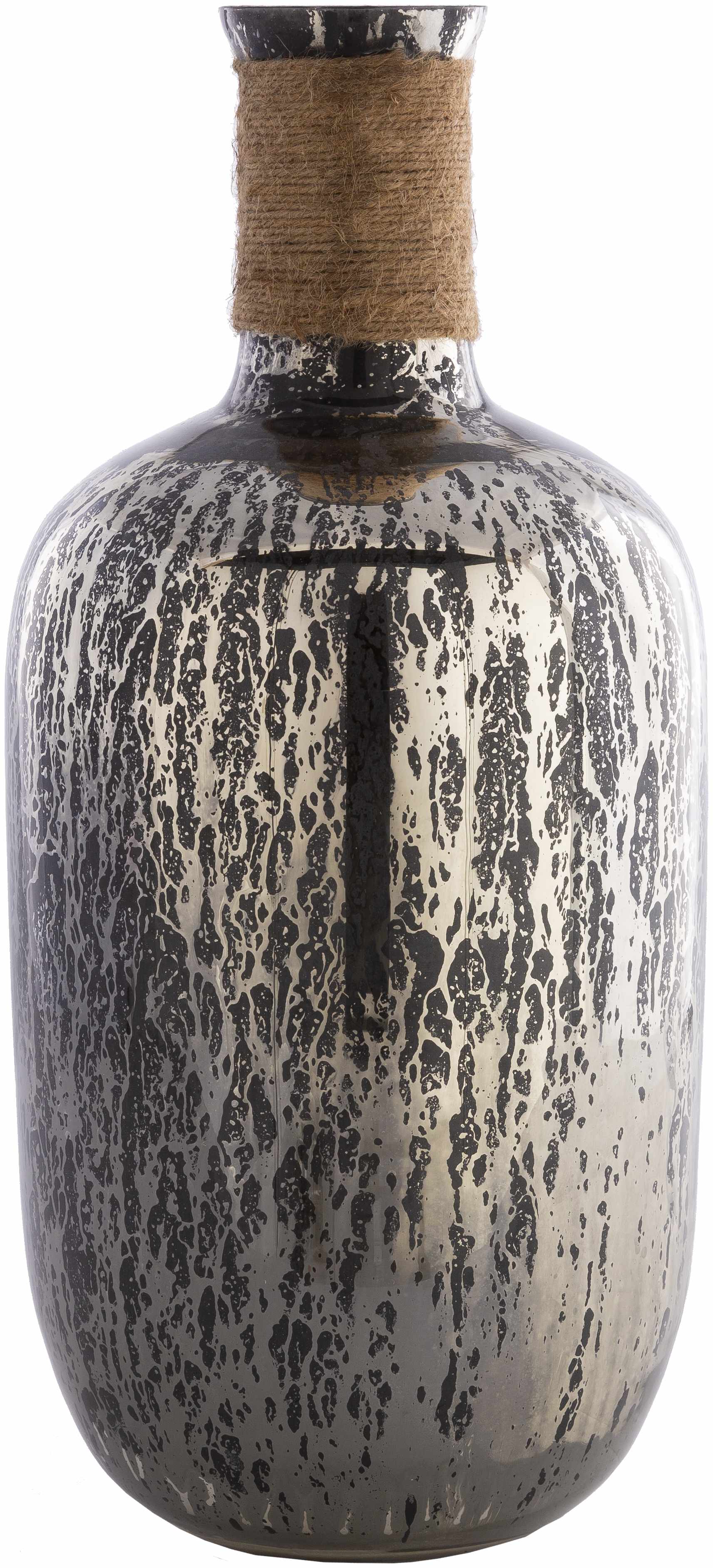 Rustic modern glass vase with metallic splatter texture decorative centerpiece
