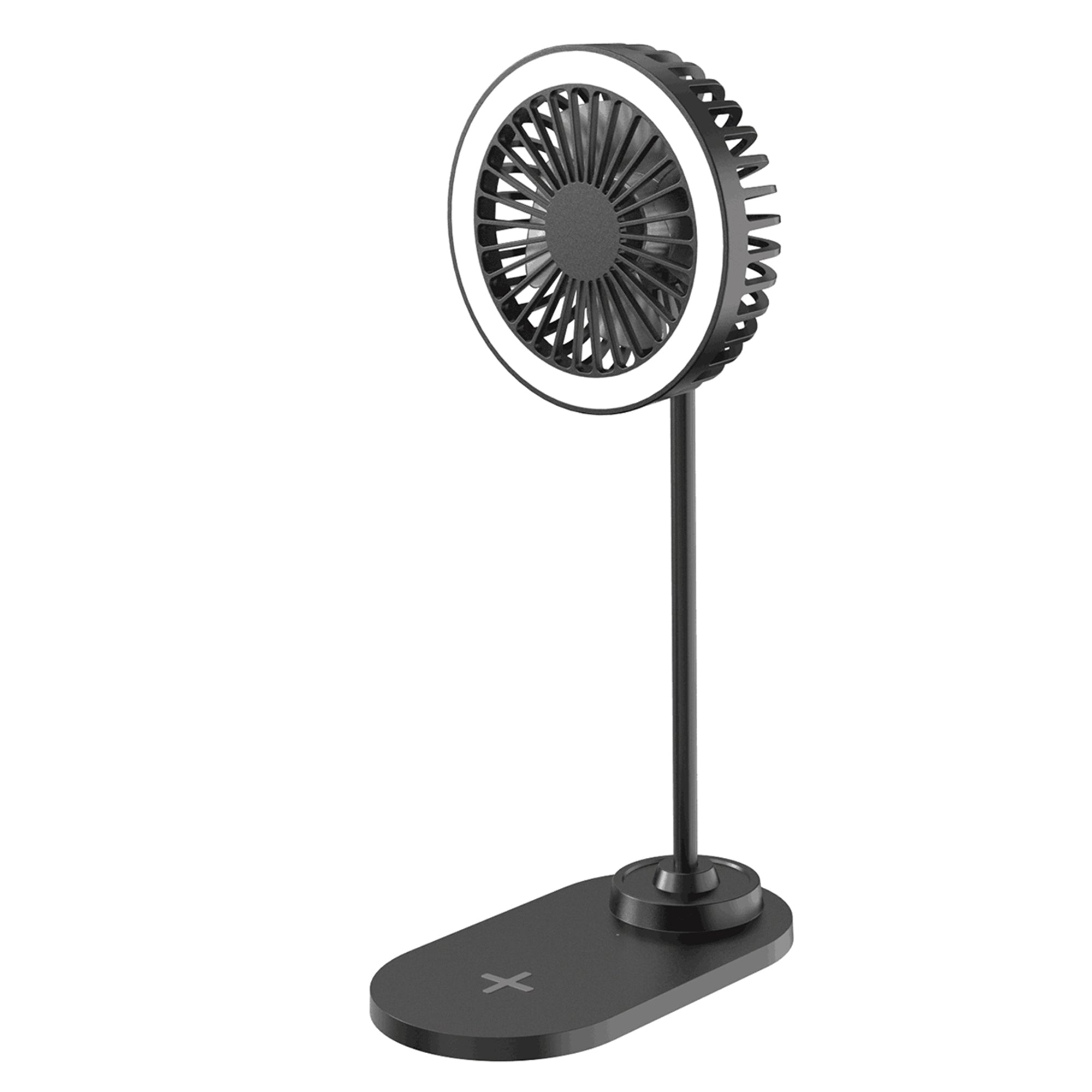 ZTECH IllumiBreeze LED Desk Fan with Wireless Charging Base – Black