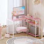 43-Inch L-Shaped Computer Desk With Reversible Shelves