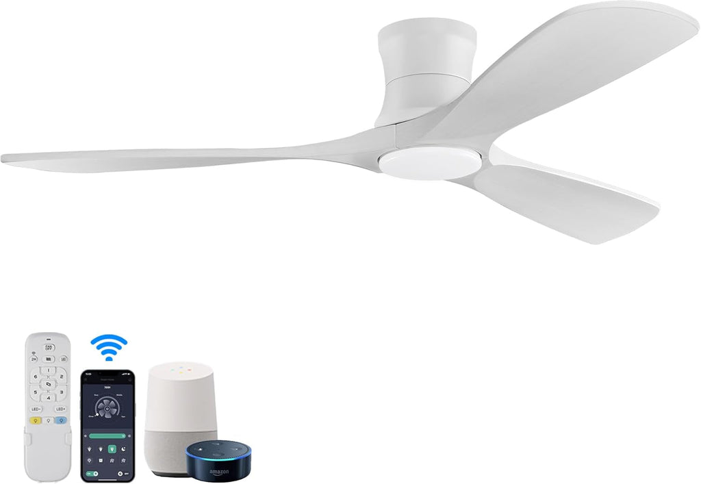 52 Inch Smart Low Profile Ceiling Fan With Remote Control