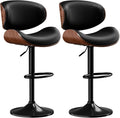 Set Of 2 Adjustable Swivel Bar Stools For Kitchen Island Black