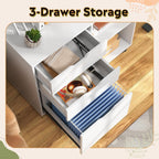 Rolling 3 Drawer File Cabinet With Printer Stand For Office