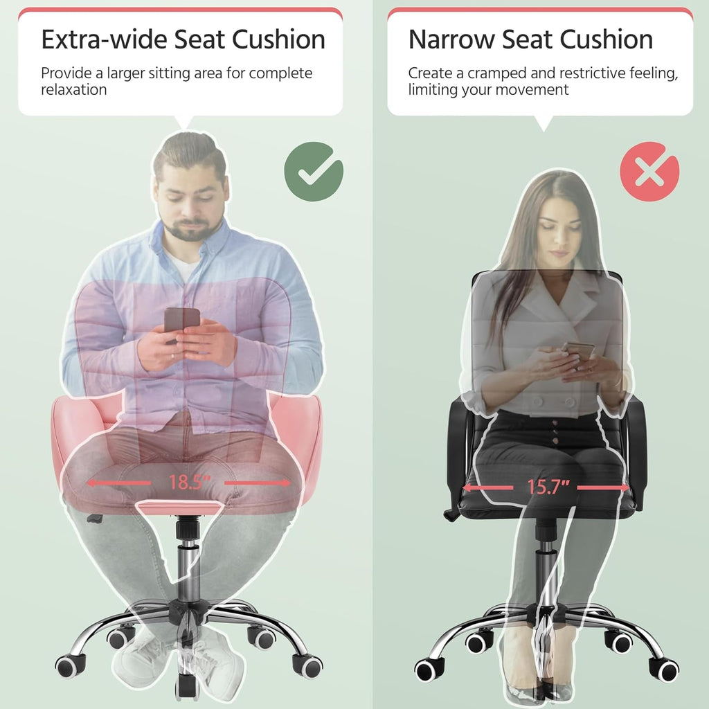Pink Ergonomic Chair With Adjustable Height