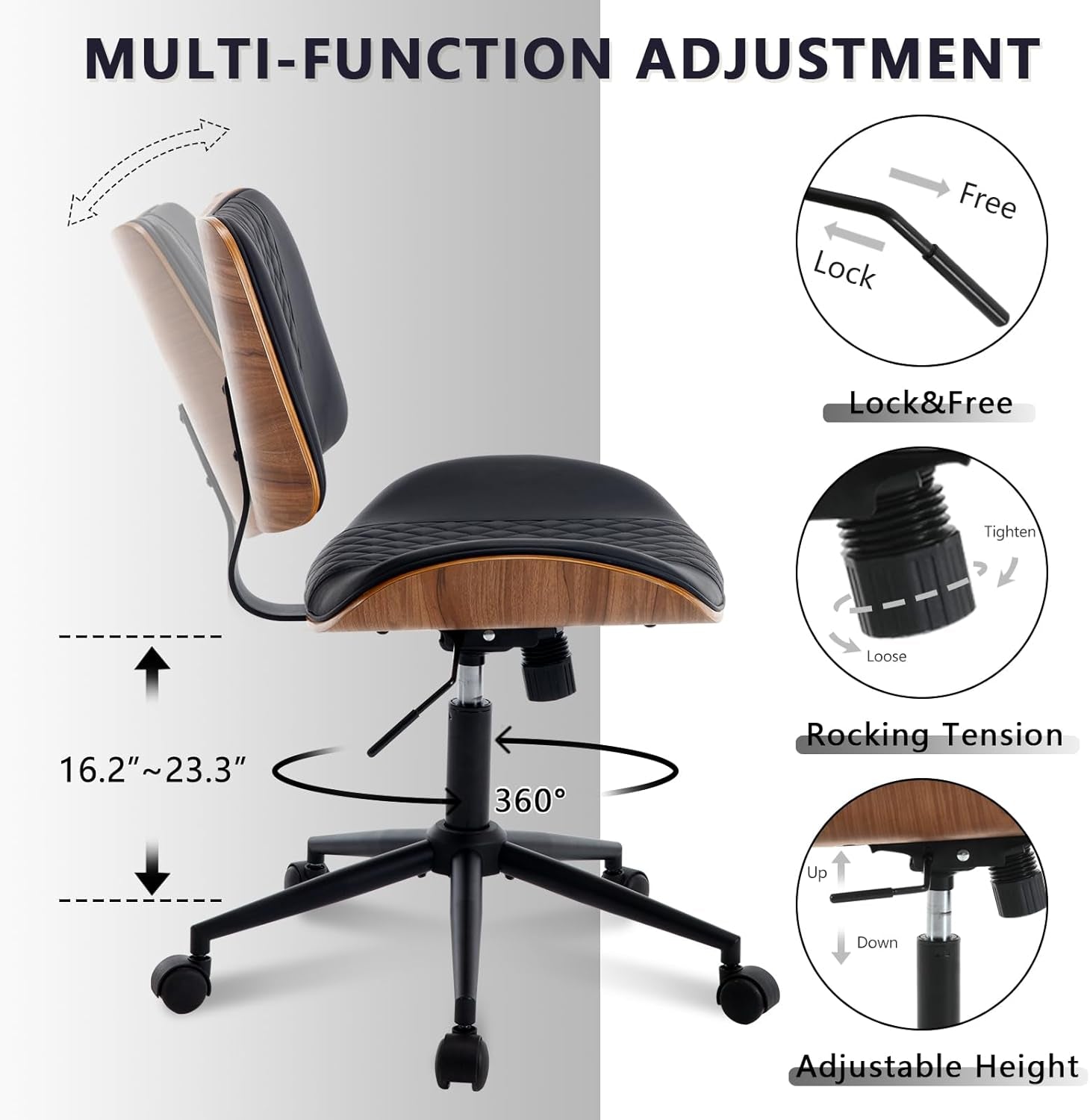 Ergonomic Black Office Chair | 360 Swivel