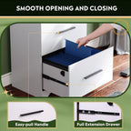 2 Drawer White Wood Lateral File Cabinet With Lock For Office Or Home