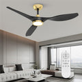 52 Inch Black Gold Indoor Ceiling Fan With LED Light