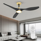 52 Inch Black Gold Indoor Ceiling Fan With LED Light