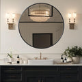 39 Inch Black Metal Framed Round Bathrrom Mirror for Wall