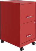 Red Mobile File Cabinet With 2 Locking Drawers 18 Inch