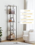 Display Shelf Floor Lamp With RGBW Light Gray Five Tier