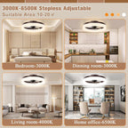 Brown Flush Mount Bladeless Fan Light With Dimmable LED