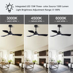 52 Inch Wood Ceiling Fan With Remote And Light Kit Black