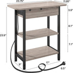 End Table With Vertical Charging Station And USB Outlets Greige