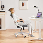 Ergonomic Mesh Office Chair White Gray With Flip Up Armrests