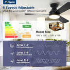 42 Inch Black Low Profile Ceiling Fan With Light And Remote