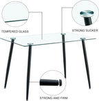 51 Inch Glass Dining Table For 4 With Tempered Glass Top