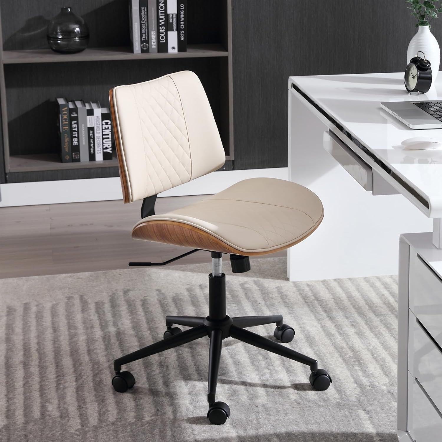 Armless Office Chair With Wheels Ergonomic Design