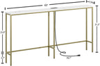 Gold Frame Console Table With Power Outlet And USB Ports