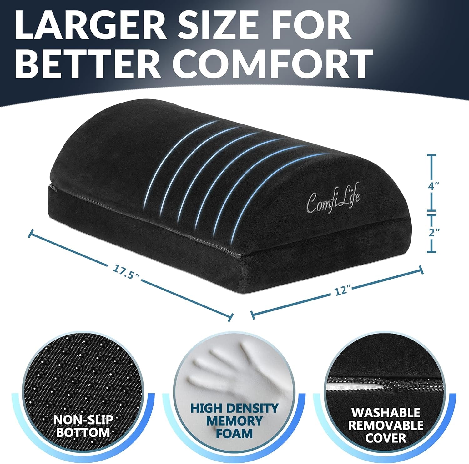 Ergonomic Under Desk Foot Rest Memory Foam Black Adjustable