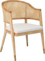 Natural Rattan Accent Chair with Brass Caps Fully Assembled