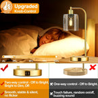 Set of 2 Gold Industrial Table Lamps – Dimmable With Dual USB Ports