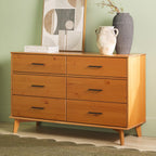 Walker Edision 6-Drawer Dresser In Solid Pine Wood With Metal Handles