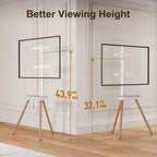 Tripod TV Stand 40-65 Inch White Swivel Wooden Tray