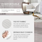 Beige Velvet Office Chair 360 Degree Swivel Home Office