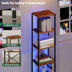 6-Tier Bookshelf With LED Lights — Rustic Brown