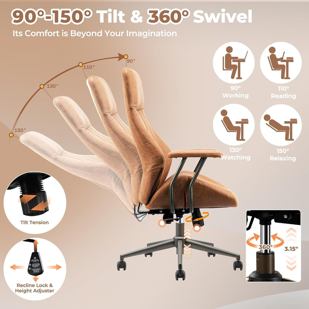 Ergonomic Mid Century Leather Office Chair