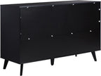 Modern Six Drawer Dresser Black 52 Inch Bedroom Storage
