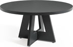 47 Inch Round Dining Table Black With Wooden Pedestal Base