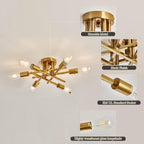 Gold Sputnik Chandelier Semi Flush Mount Ceiling Light