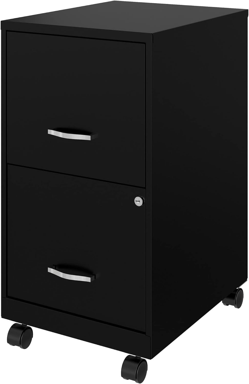 Two-Drawer Mobile File Cabinet Black With Locking Drawers 14.2 X 18 X