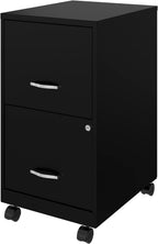 Two-Drawer Mobile File Cabinet Black With Locking Drawers 14.2 X 18 X