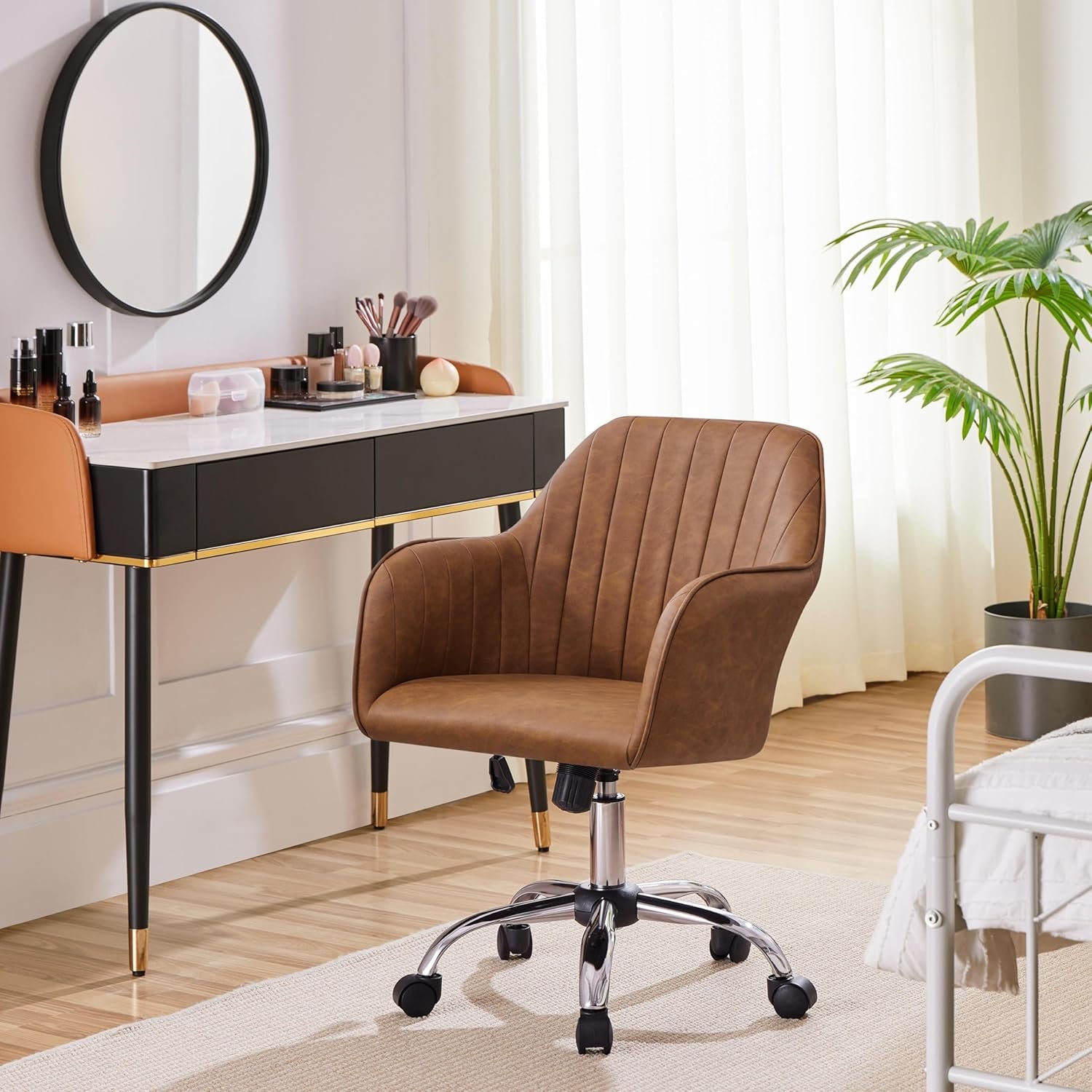 Brown Ergonomic Chair With Adjustable Height