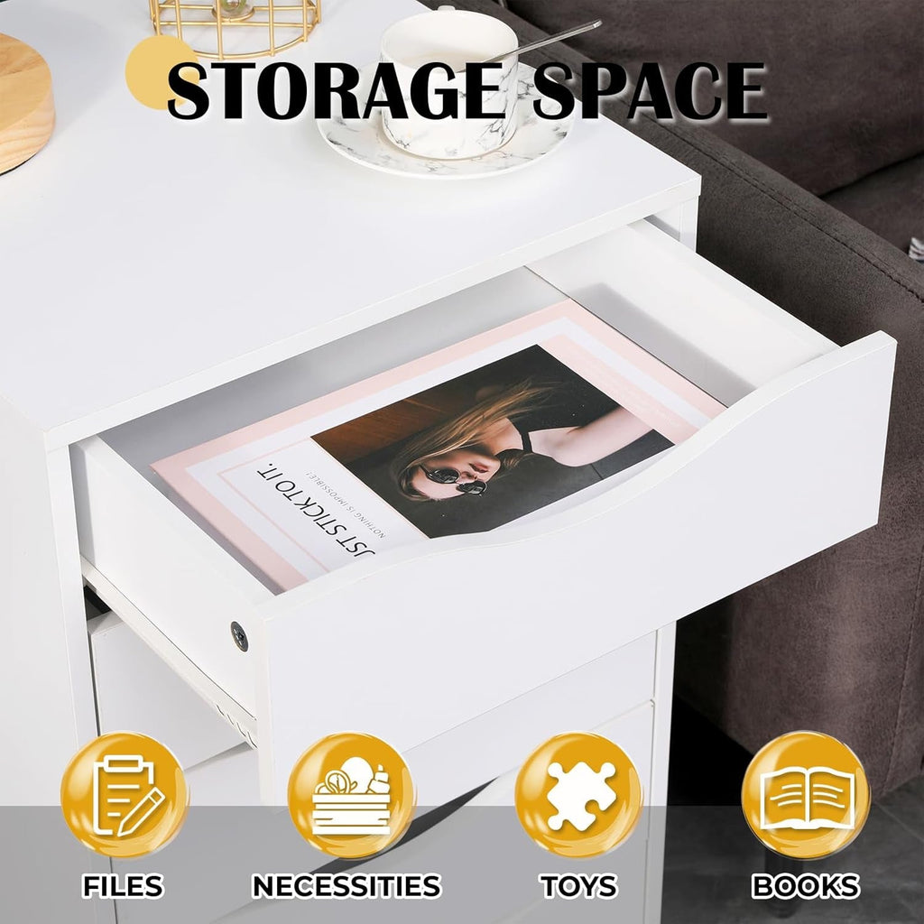 5 Drawer File Cabinet White For Home Office Organization