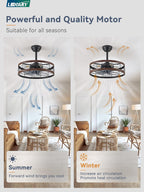 20 Inch Walnut Caged Fandelier Ceiling Fan With Light And Remote