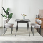 Round Upholstered Boucle Dining Chair Grey With Black Legs