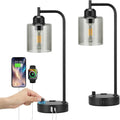Industrial Desk Lamps 2 Pack Dimmable With USB C Ports