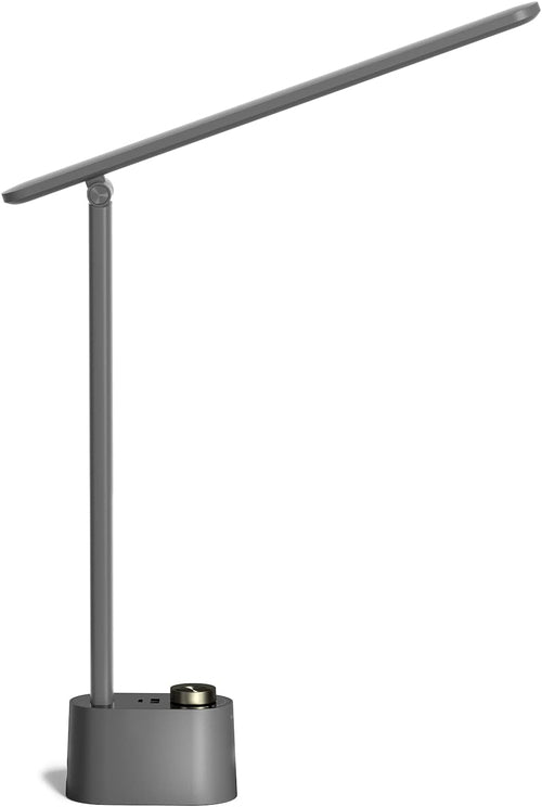 Gray LED Desk Lamp With Stepless Dimming And USB A And C