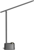 Gray LED Desk Lamp With Stepless Dimming And USB A And C