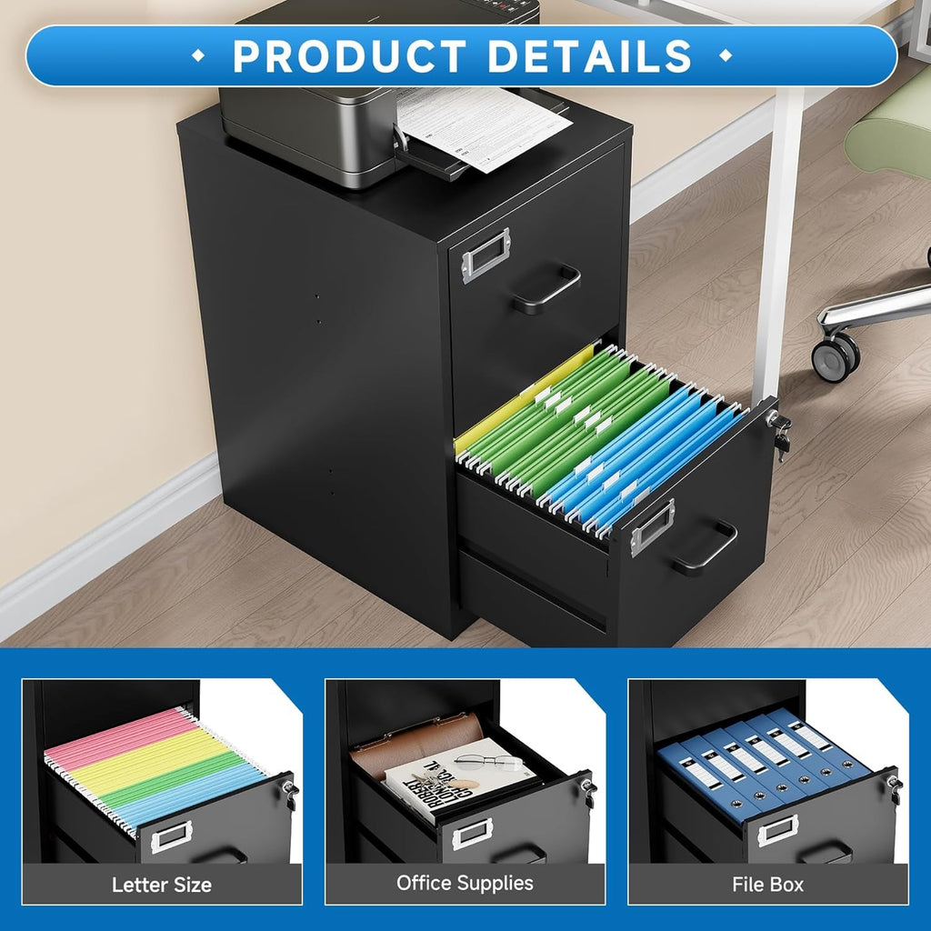 2 Drawer Locking Vertical File Cabinet For Letter Size Files Steel