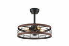 20 Inch Walnut Caged Fandelier Ceiling Fan With Light And Remote