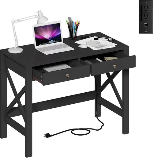 39 Inch Computer Desk With USB Ports For Home Office