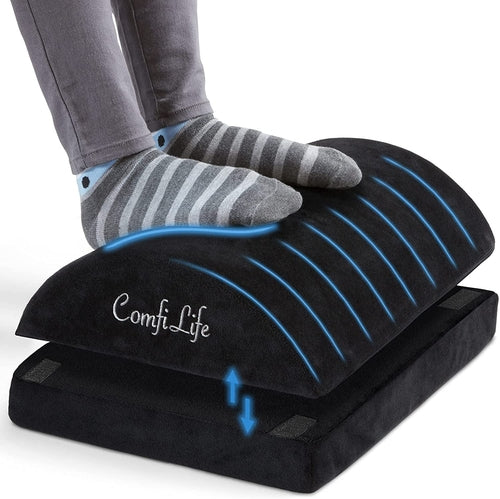 Ergonomic Under Desk Foot Rest Memory Foam Black Adjustable