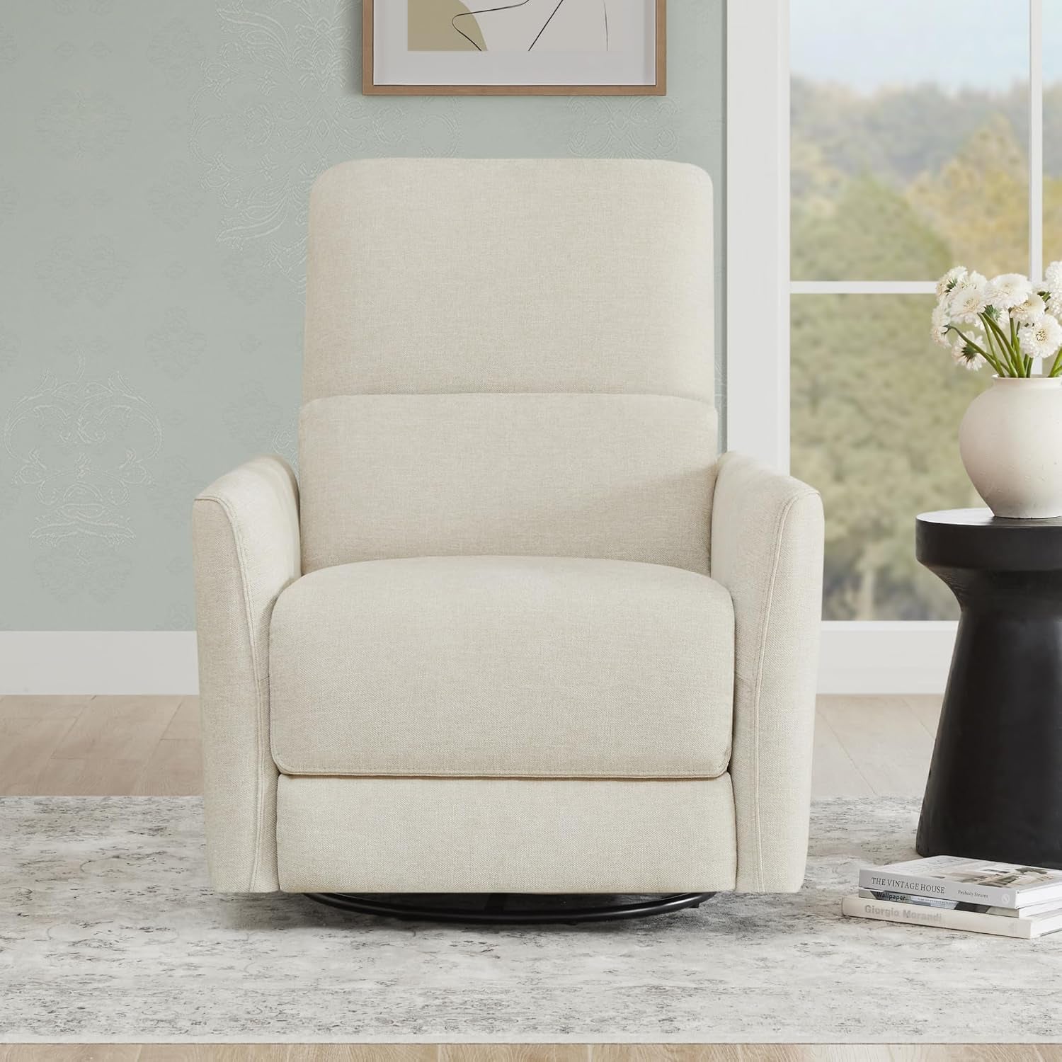 Power Recliner Chair With Linen Upholstery Lumbar Support