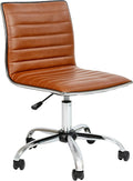 Brown Vinyl Office Task Chair With Chrome Frame Modern