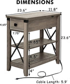 Farmhouse Slim End Table With USB Charging Station