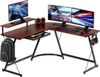 Vista L Shape Desk With Adjustable Monitor Stand Cherry